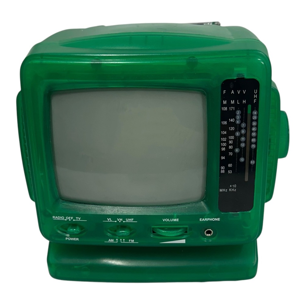 Vintage Green 5" CRT B&W Portable TV AM/FM Radio Model 502R Y2K Parts